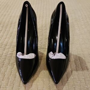 Genshuo Black Patent Pointed-Toe Stiletto Pumps